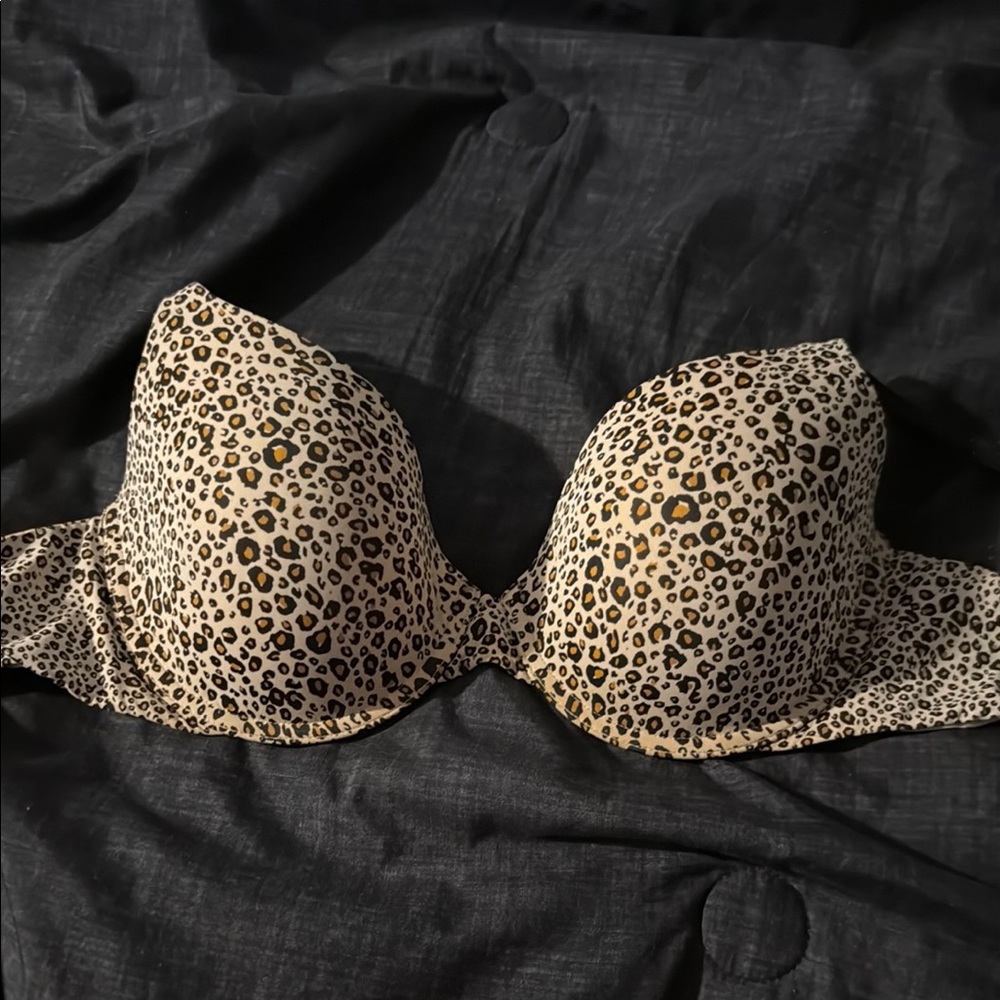 Victoria's Secret Brown and Black Push-Up Bra with Leopard Print
